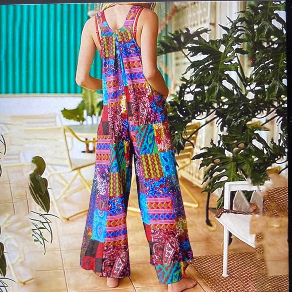 BOHO PATCHWORK OVERALLS - Picture 2 of 6